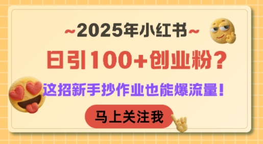 2025年小红书日引100+创业粉？这招新手抄作业也能爆流量！-徐小晨博客