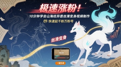 极速涨粉！10分钟学会山海经异兽丝滑变身视频制作，快速起千粉万粉号-徐小晨博客