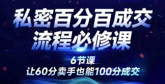 私密百分百成交流程线上训练营，绝对成交，让60分卖手也能100分成交-徐小晨博客