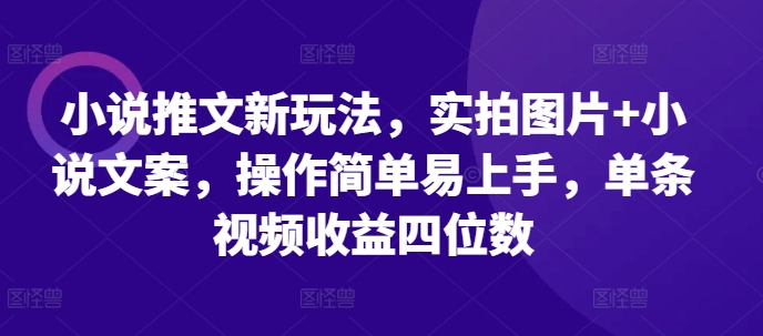 小说推文新玩法，实拍图片+小说文案，操作简单易上手，单条视频收益四位数-徐小晨博客