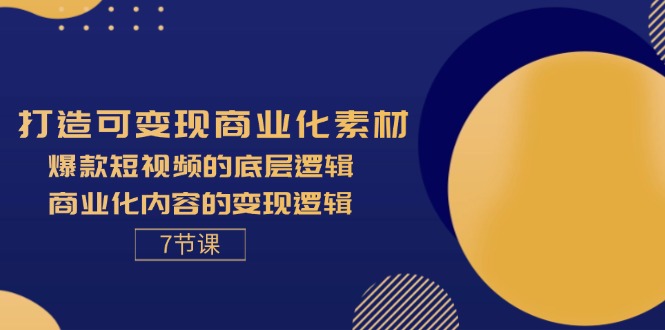 打造可变现商业化素材,爆款短视频的底层逻辑,商业化内容的变现逻辑-7节-徐小晨博客
