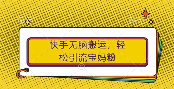 快手无脑搬运，轻松引流宝妈粉，纯小白轻松上手【揭秘】-徐小晨博客