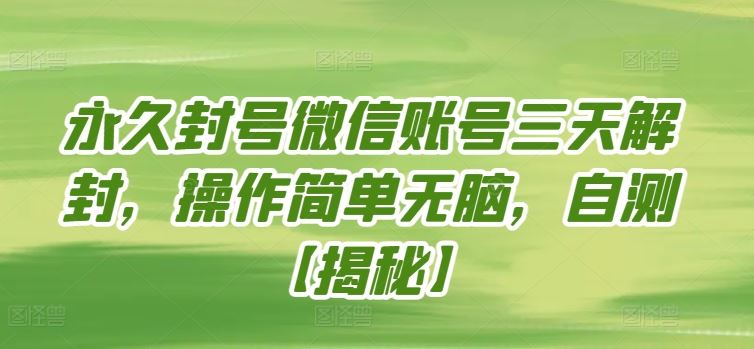 永久封号微信账号三天解封，操作简单无脑，自测【揭秘】-徐小晨博客