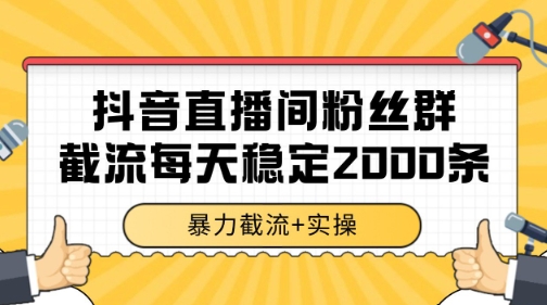 抖音直播间粉丝群暴力截流，一台电脑每天稳定2000条数据【揭秘】-徐小晨博客