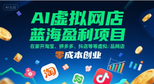 AI虚拟网店蓝海盈利项目，在家开淘宝、拼多多、抖店等虚拟品网店，零成本创业-徐小晨博客