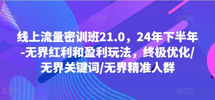 线上流量密训班21.0，24年下半年-无界红利和盈利玩法，终极优化/无界关键词/无界精准人群-徐小晨博客