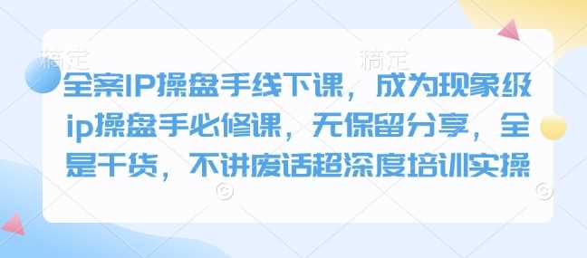 全案IP操盘手线下课，成为现象级ip操盘手必修课，无保留分享，全是干货，不讲废话超深度培训实操-徐小晨博客