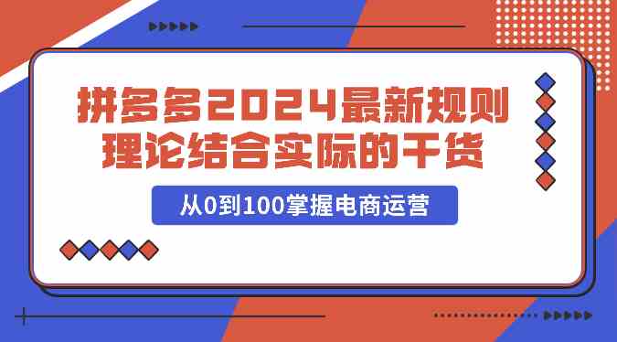拼多多2024最新规则理论结合实际的干货，从0到100掌握电商运营-徐小晨博客