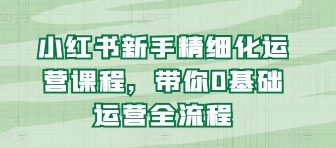 小红书新手精细化运营课程，带你0基础运营全流程-徐小晨博客