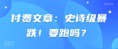 付费文章：史诗级暴跌！要跑吗？-徐小晨博客