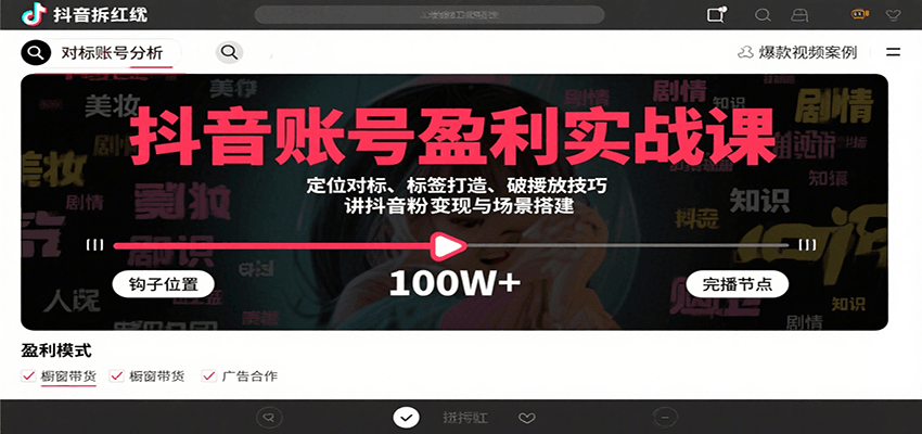 抖音账号盈利实战课，定位对标、标签打造、破播放技巧，讲涨粉变现与场景搭建-徐小晨博客