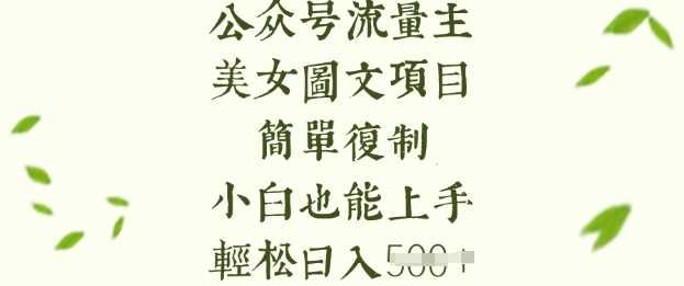 流量主长期收益项目，美女图片简单复制，小白也能上手，轻松日入5张-徐小晨博客