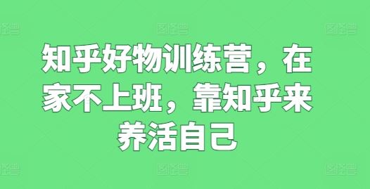 知乎好物训练营，在家不上班，靠知乎来养活自己-徐小晨博客