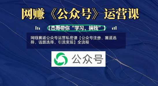 网创赛道公众号运营私密课【公众号注册、赛道选择、话题选择、引流变现】全流程-徐小晨博客
