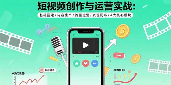 短视频创作与运营实战：基础搭建/内容生产/流量运营/变现闭环/4大核心模块-徐小晨博客