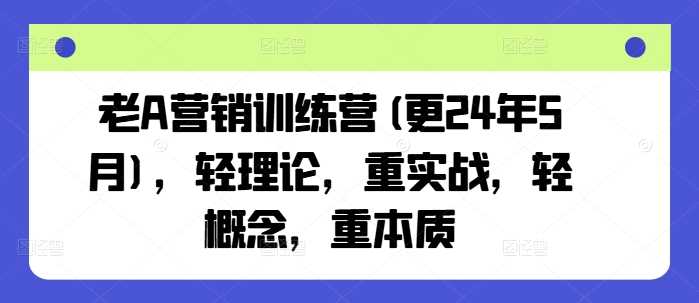 老A营销训练营(更25年3月)，轻理论，重实战，轻概念，重本质-徐小晨博客