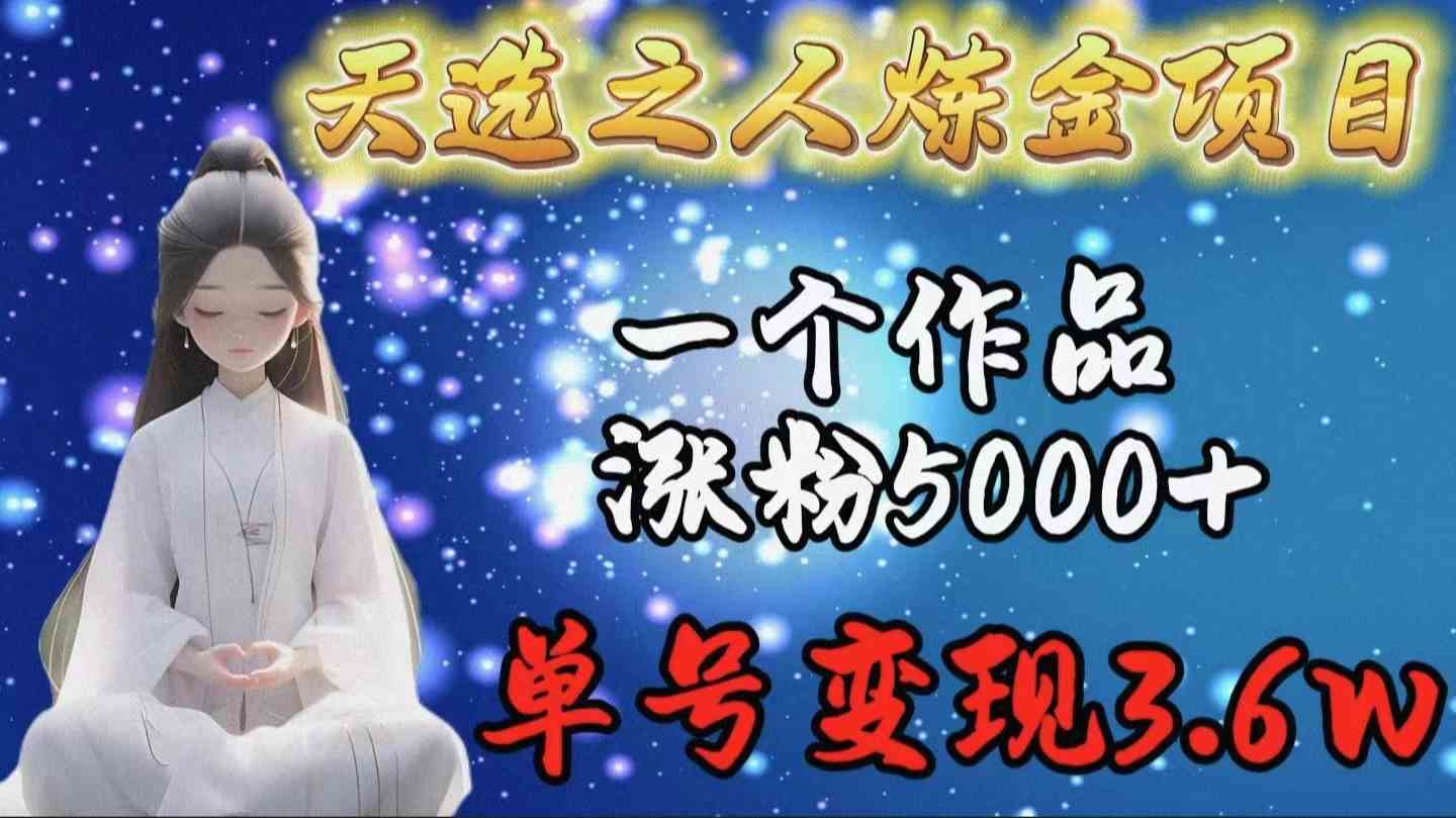 天选之人炼金项目，一个作品涨粉5000+，单号变现3.6w-徐小晨博客