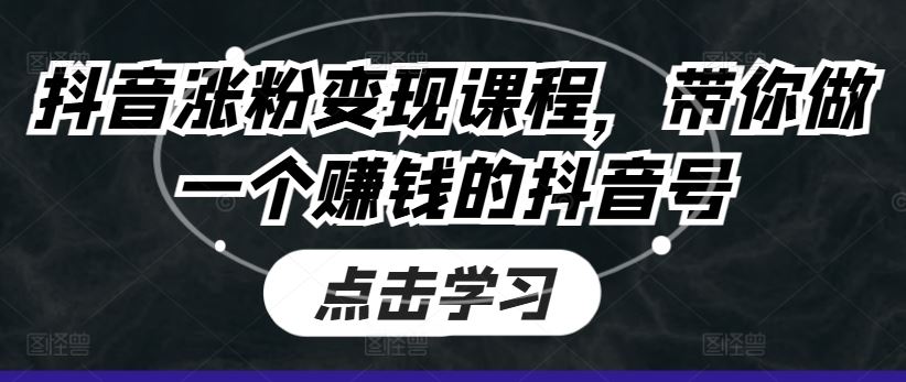 抖音涨粉变现课程，带你做一个赚钱的抖音号-徐小晨博客