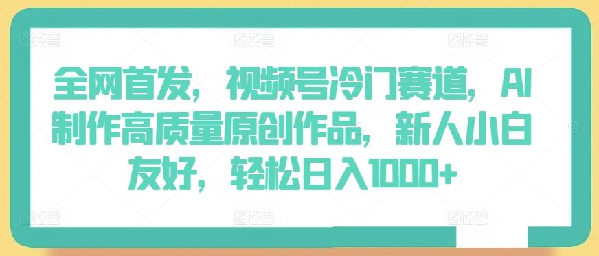全网首发，视频号冷门赛道，AI制作高质量原创作品，新人小白友好，轻松日入1000+【揭秘】-徐小晨博客