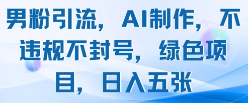 男粉引流，AI制作，不违规不封号，绿色项目，日入五张-徐小晨博客