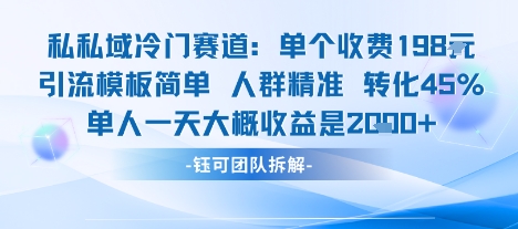 私域冷门赛道单个收费198米引流模板简单人群精准 45%的转化率单人一天大概收益多张-徐小晨博客