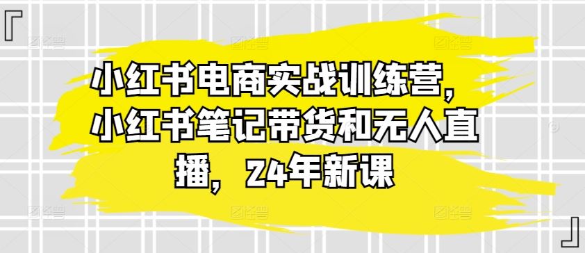 小红书电商实战训练营，小红书笔记带货和无人直播，24年新课-徐小晨博客