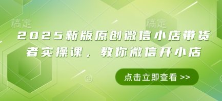 2025新版原创微信小店带货者实操课，教你微信开小店-徐小晨博客