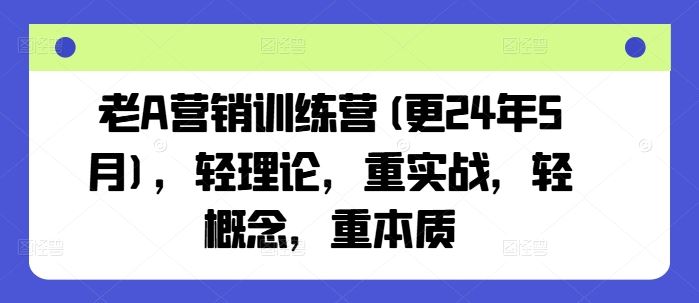 老A营销训练营(更24年5月)，轻理论，重实战，轻概念，重本质-徐小晨博客