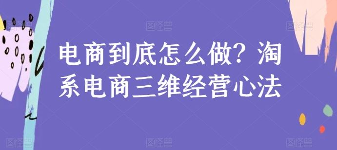 电商到底怎么做？淘系电商三维经营心法-徐小晨博客