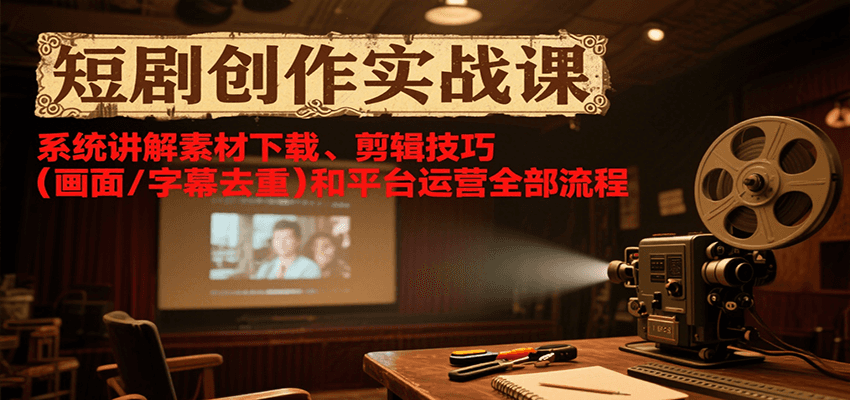 短剧创作实战课，系统讲解素材下载、剪辑技巧（画面/字幕去重）和平台运营全部流程-徐小晨博客