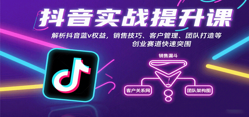 抖音实战提升课：解析抖音蓝v权益，销售技巧、客户管理、团队打造等创业赛道快速突围-徐小晨博客