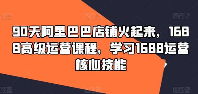 90天阿里巴巴店铺火起来，1688高级运营课程，学习1688运营核心技能-徐小晨博客