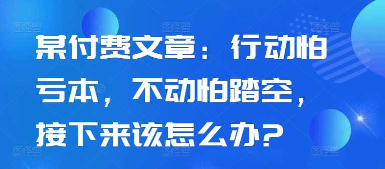 某付费文章：行动怕亏本，不动怕踏空，接下来该怎么办?-徐小晨博客