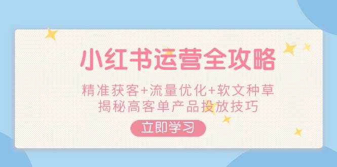小红书运营全攻略，精准获客+流量优化+软文种草，揭秘高客单产品投放技巧-徐小晨博客