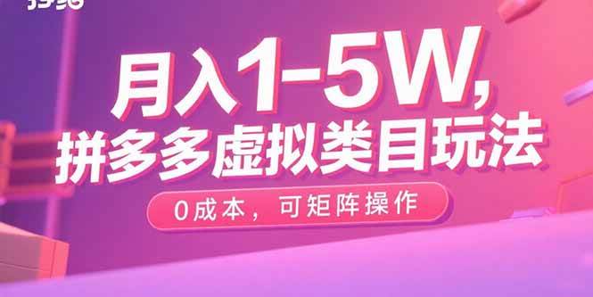 月入1-5W，拼多多虚拟类目玩法，0成本，可矩阵操作-徐小晨博客