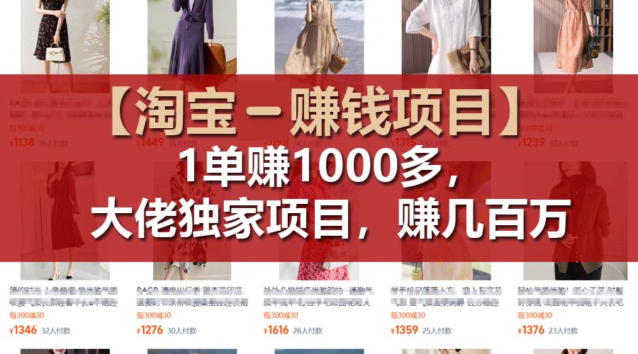 【淘宝赚钱项目】1单可赚1000多，大佬独家项目，年赚几百万-徐小晨博客