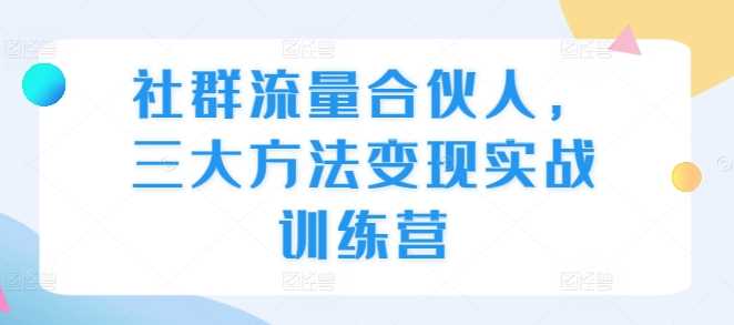 社群流量合伙人，三大方法变现实战训练营-徐小晨博客