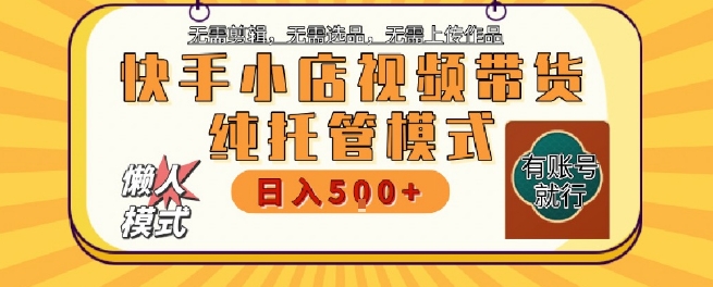 快手小店托管代运营，无需剪辑，无需选品，无需上传作品，全程无需操作，轻松月入5k+【揭秘】-徐小晨博客