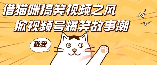 借猫咪搞笑视频之风，掀视频号爆笑故事潮，轻松日入四位数，无门槛快速入门!-徐小晨博客