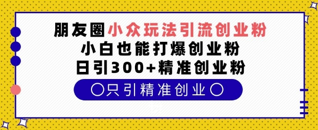 朋友圈小众玩法引流创业粉，小白也能打爆创业粉，日引300+精准创业粉【揭秘】-徐小晨博客