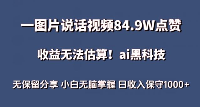 一图片说话视频84.9W点赞，收益无法估算，ai赛道蓝海项目，小白无脑掌握日收入保守1000+【揭秘】-徐小晨博客