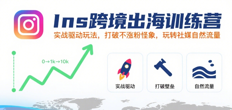 Ins跨境出海训练营，实战驱动玩法，打破不涨粉怪象，玩转社媒自然流量-徐小晨博客