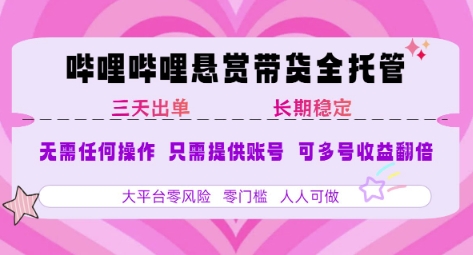 B站悬赏带货全托管，自测稳定，只需提供账号，无需基础，小白宝妈轻松上手，单日稳定3张【揭秘】-徐小晨博客