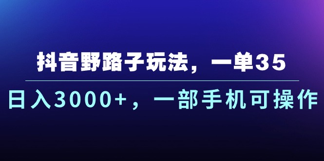抖音野路子玩法，一单35.日入3000+，一部手机可操作-徐小晨博客