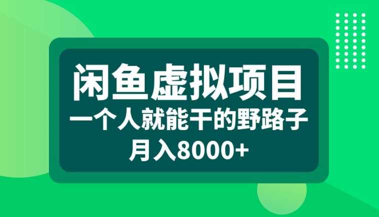 闲鱼虚拟项目，一个人就可以干的野路子，月入8000+【揭秘】-徐小晨博客