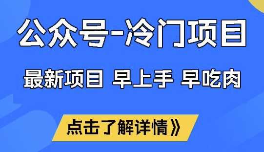 公众号冷门赛道，早上手早吃肉，单月轻松稳定变现1W【揭秘】-徐小晨博客