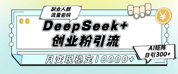 DeepSeek+创业粉精准引流，全新分享课4.0玩法，AI矩阵日引300+，多种变现方式，稳定月入1W-徐小晨博客