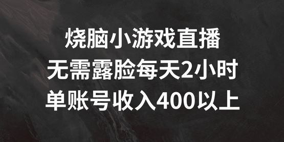 烧脑小游戏直播，无需露脸每天2小时，单账号日入400+【揭秘】-徐小晨博客