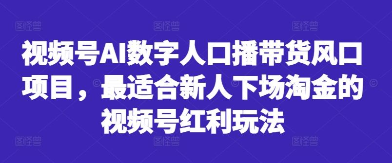 视频号AI数字人口播带货风口项目，最适合新人下场淘金的视频号红利玩法-徐小晨博客