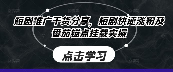 短剧推广干货分享，短剧快速涨粉及番茄锚点挂载实操-徐小晨博客